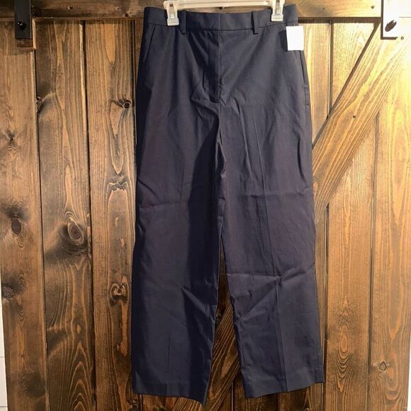 THEORY $345 High Waist Straight Cotton Ankle Pants - Picture 2 of 5